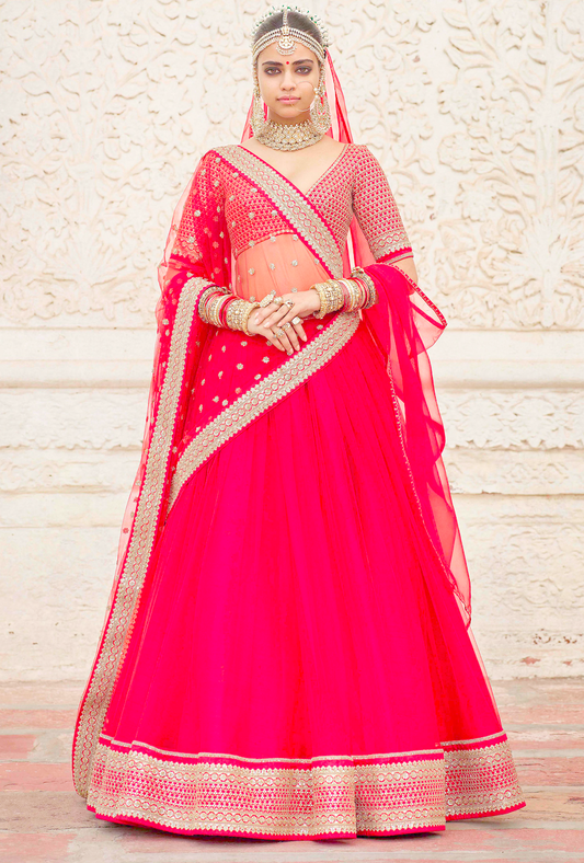 Frizzle Red Indian Bridal Wedding Lehenga Choli Set SFAZA643 - ShreeFashionWear  