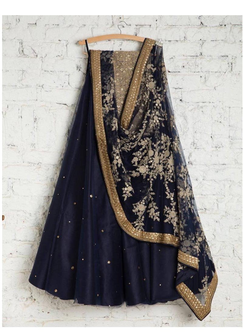 Buy Designer Punjabi Blue Lehenga SFIN426 - ShreeFashionWear  