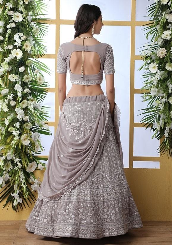 Georgette Grey Sangeet Lehenga Choli Sequin SFYDS3310 - ShreeFashionWear  