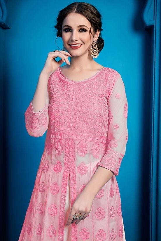 Georgette Pink Palazzo Suit Casual Wear SHREE3110 - ShreeFashionWear  