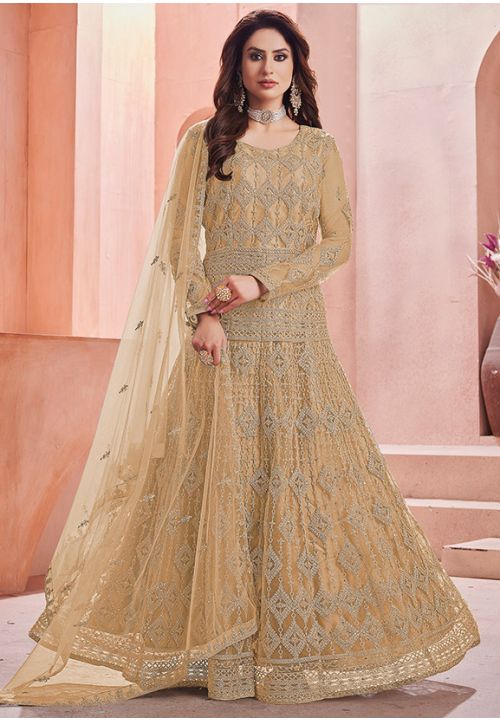 Gold Net Designer Bridal Anarkali Suit STYS77812 - ShreeFashionWear  