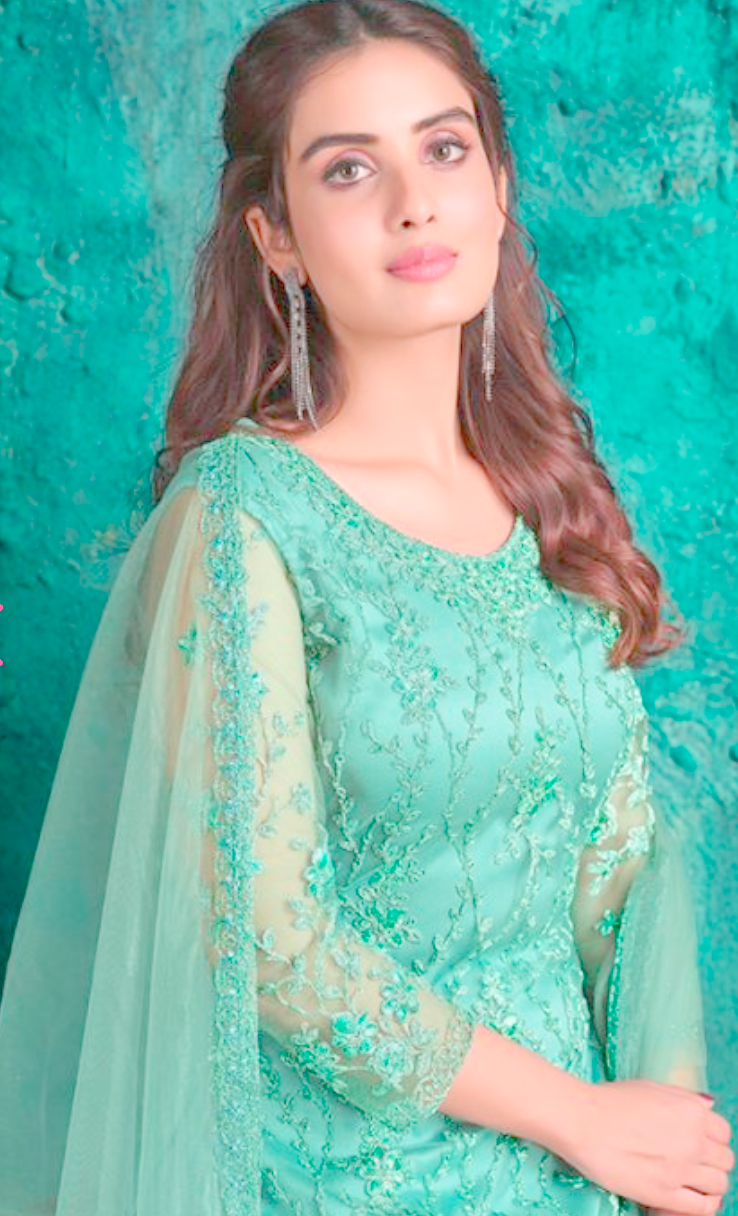 Green Festive Salwar Kameez Suit In Net APR532 - ShreeFashionWear  