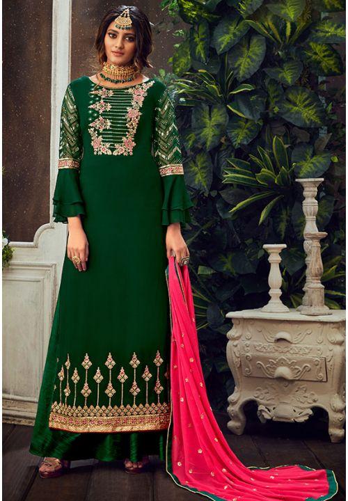 Green  Georgette Partywear Salwar Kameez Pant Suit SFHLD3403 - ShreeFashionWear  
