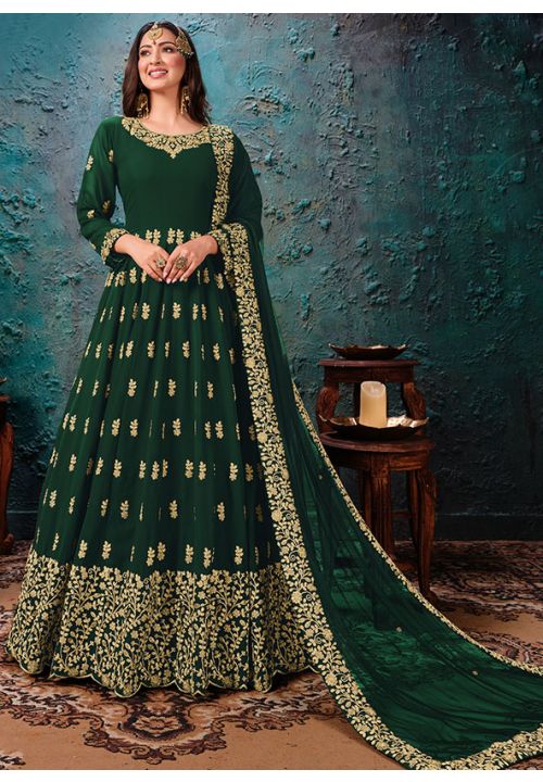 Green Indian Pakistani Wedding Anarkali Sangeet Gown SFDFS14201 - ShreeFashionWear  
