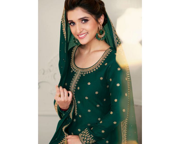 Green Nidhi Shah Bollywood Palazzo Suit In Silk SFSA289409 - ShreeFashionWear  