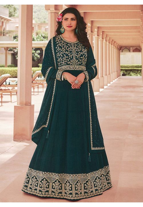 Green Prachi Desai Georgette Sangeet Anarkali Gown SIPRF141202 - ShreeFashionWear  
