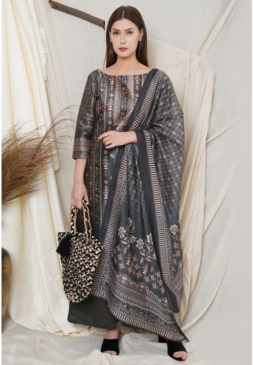 Grey Indian Pure Silk Fabric Palazzo Suits SRSTL18011 - ShreeFashionWear  