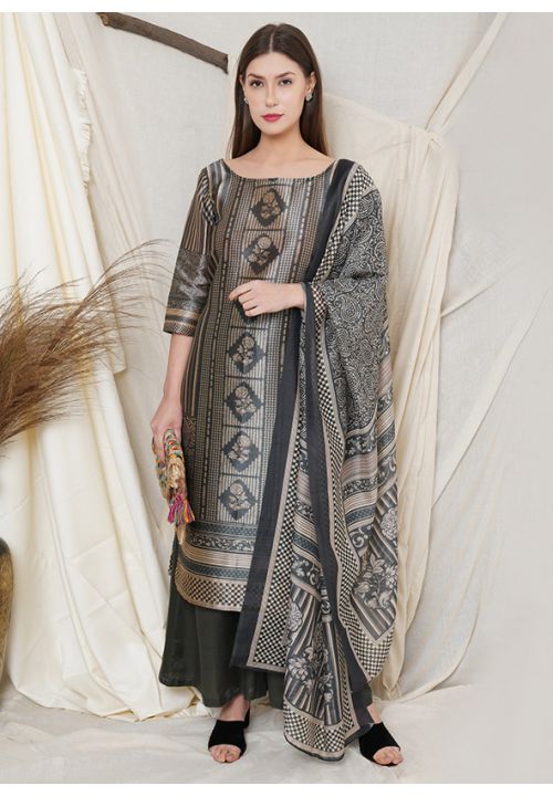 Grey Indian Pure Silk Fabric Palazzo Suits SRSTL18015 - ShreeFashionWear  
