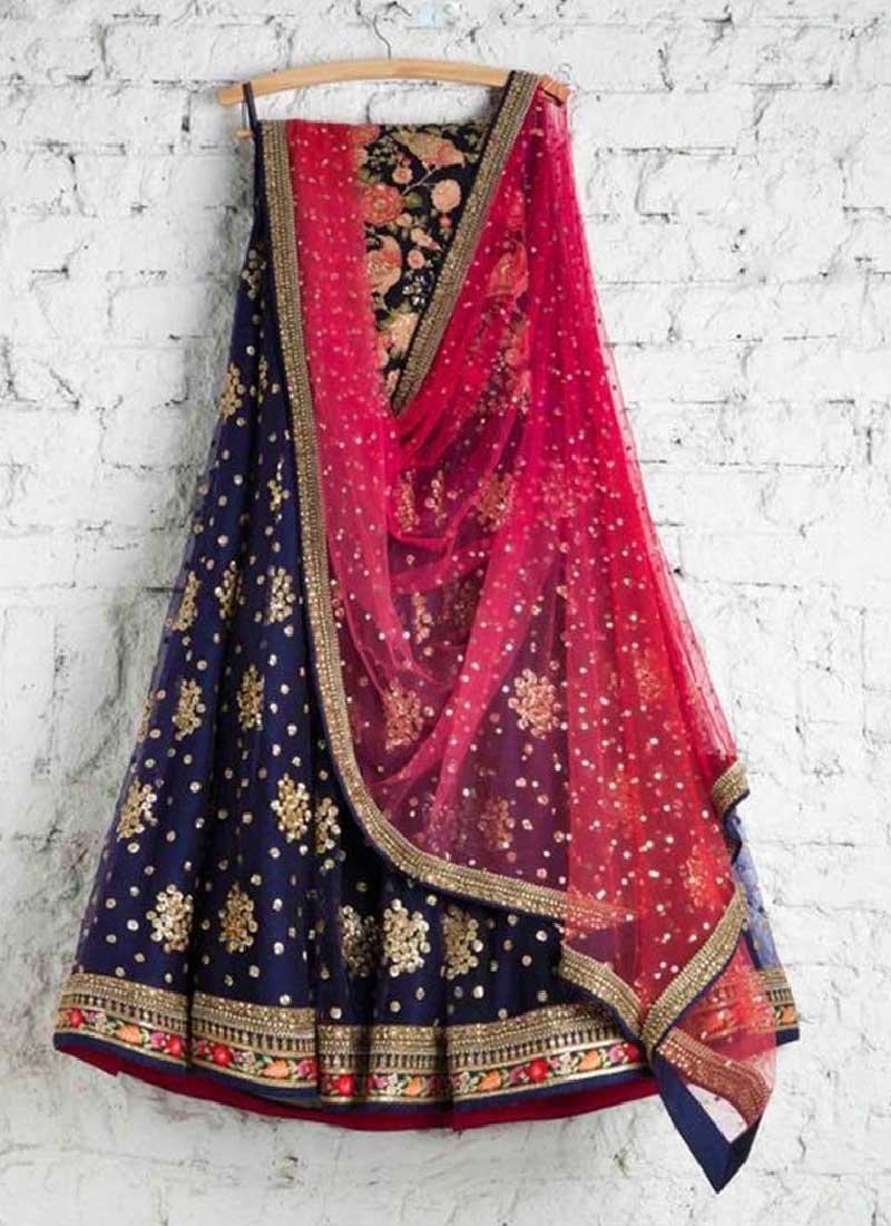 Buy Punjabi Bridal Lehenga In Blue SFIN229SD - ShreeFashionWear  