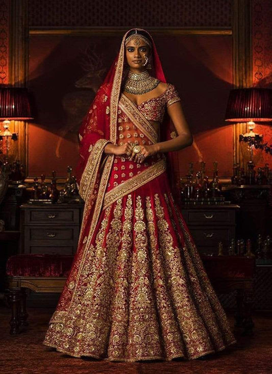 Miraculous Red Bridal Wear Lehenga Choli In Silk SFIN302 - ShreeFashionWear  