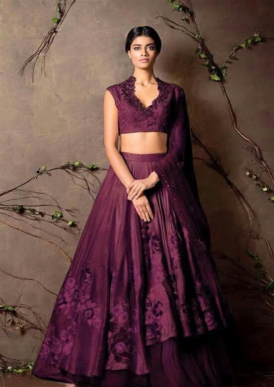 Wedding Purple Lehenga Choli Floral Embroidery Patch Work SFIN0907 - ShreeFashionWear  