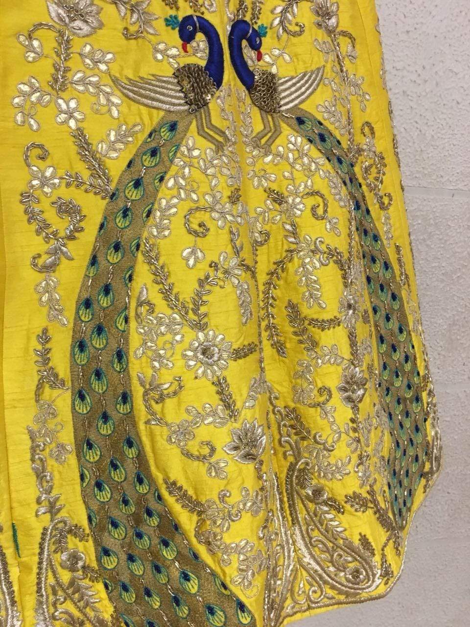 Yellow Haldi Ceremony Peacock Embroidered Lehenga SFBE0112 - ShreeFashionWear  