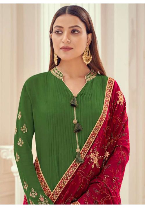 Indian Pakistni Green Chinnon Palazzo Trouser Suit SFSA275802 - ShreeFashionWear  