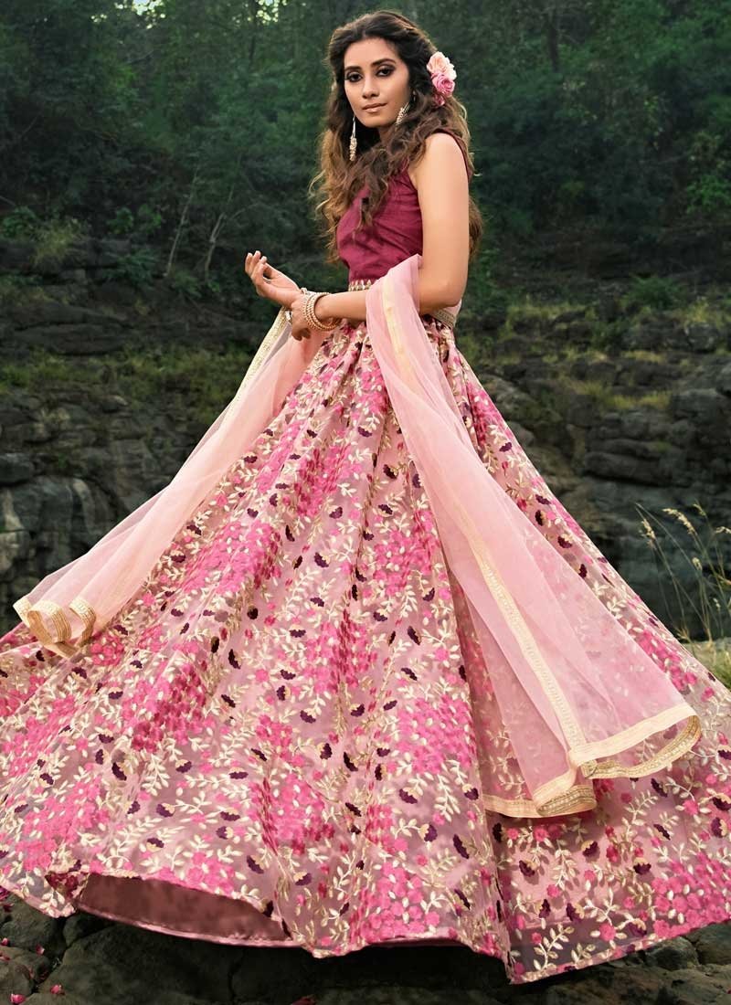 Influence Pink Indian Wedding Reception Lehenga Choli Set In Net SFPARTY342 - ShreeFashionWear  