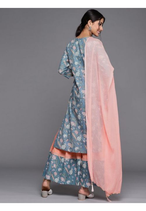 Grey Pink Readymade Palazzo Sharara Suit SRKSF54605R - ShreeFashionWear  