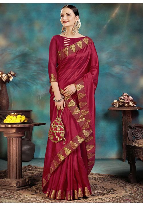 Maroon Art Silk Indian Bridesmaid Wedding Saree  SRPRF164601 - ShreeFashionWear  