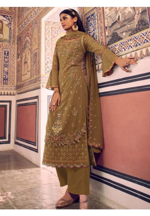 Mehendi Green Indian Plus Size Salwar Kameez Palazzo Suit SFSA283403 - ShreeFashionWear  