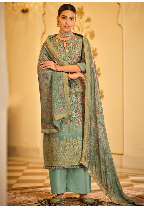 Mint Blue Viscose Silk Plus Size Palazzo Suits Salwar  SFSTL17503 - ShreeFashionWear  