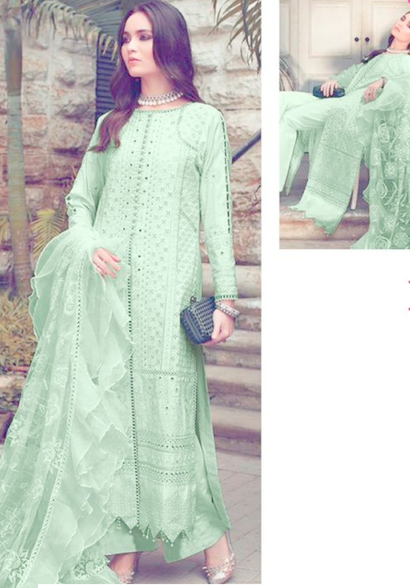 Mint Green Summer Salwar Kameez Suit Cotton Sequins Work AP1030 - ShreeFashionWear  