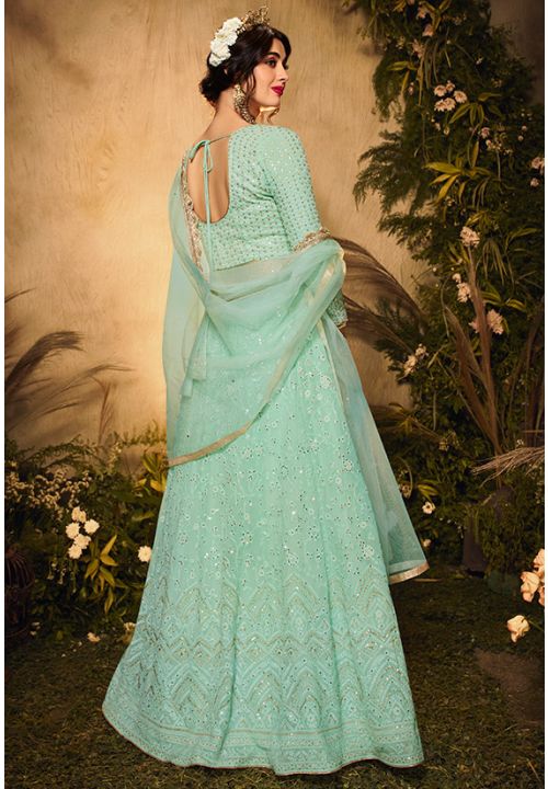 Mint Green Wedding Bridal Anarkali Gown In Net  SFSA281504 - ShreeFashionWear  