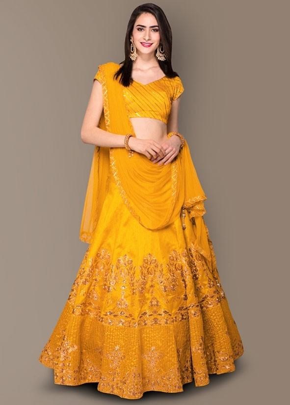 Mustard Yellow Color Silk Fabric Lehenga Choli SY97467 - ShreeFashionWear  