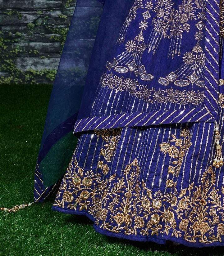 Navy Blue Color Silk Fabric Lehenga Choli SY97454 - ShreeFashionWear  
