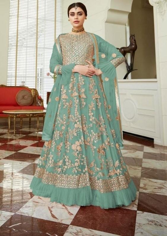 Opulent Wedding Turquoise Net Lehenga Kameez Suit SF24681 - ShreeFashionWear  
