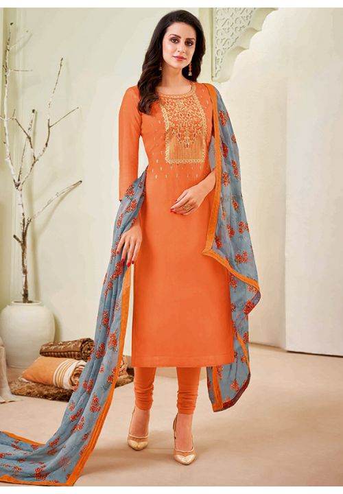 Orange Cotton Salwar Pant Suit SRROY320309 - ShreeFashionWear  