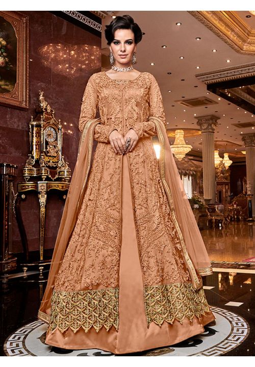 Orange Wedding Bridal Anarkali Suit In Net SWG5708BB - ShreeFashionWear  