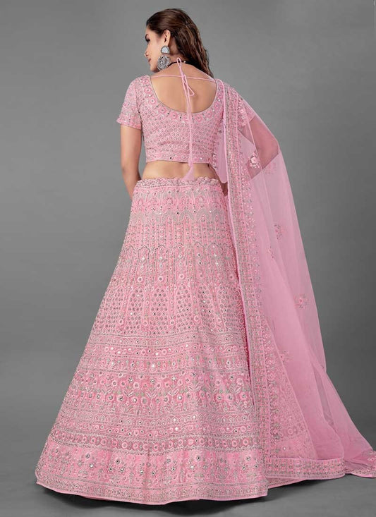 Pastel Pink Heavy Bridal Wedding Ceremony Lehenga In Net FZMAY310 - ShreeFashionWear  