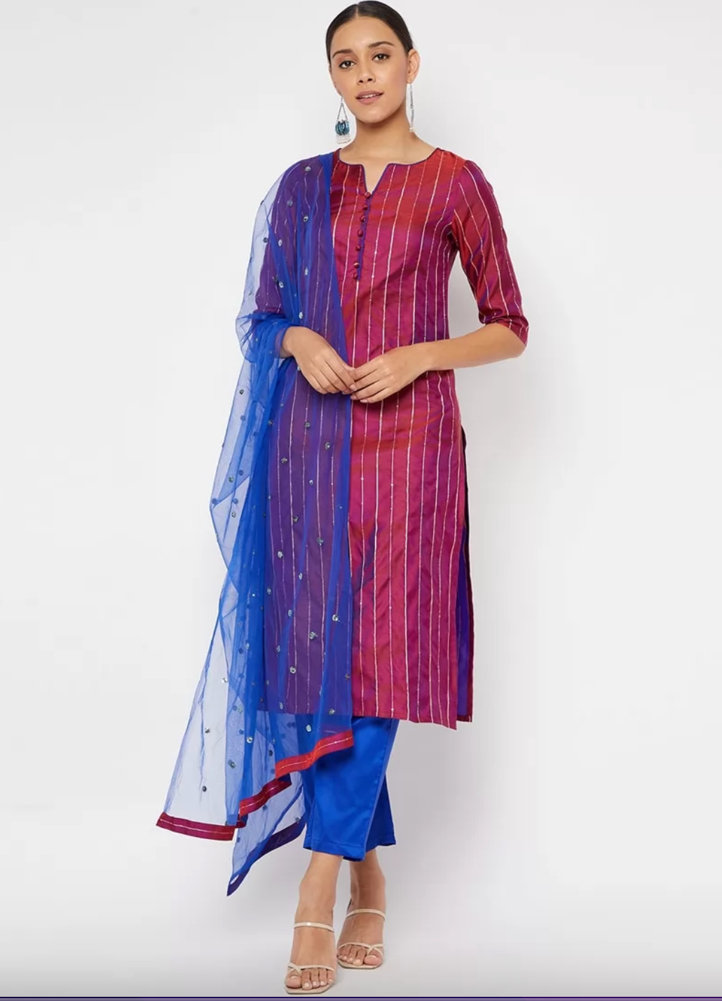 Pink Blue  Sangeet Cotton Silk ReadyMade Salwar Suit SHFZ110394 - ShreeFashionWear  
