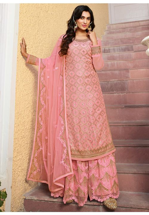 Pink Bollywood Sangeet Palazzo Suit  SFSA286002 - ShreeFashionWear  