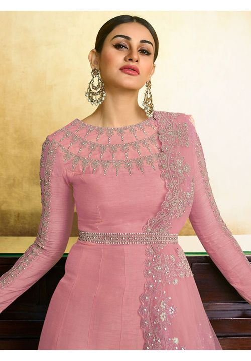 Pink Classical Silk Long Anarkali Gown SFSA258902B - ShreeFashionWear  