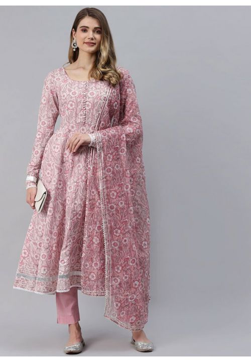 Pink Cotton Plus Size Palazzo Sharara Suit SRROY370002R - ShreeFashionWear  