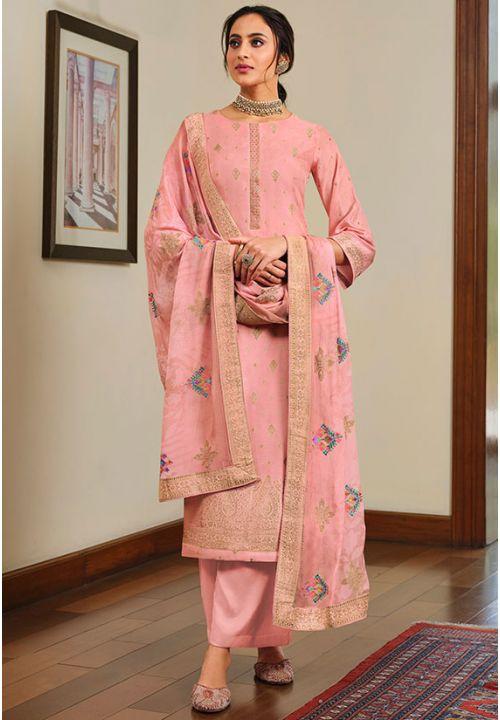 Pink Dola Silk Sangee Plus Size Salwar Kameez Suit EXSTL14101 - ShreeFashionWear  
