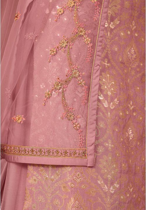 Pink Embroidered Jacquard Wedding Palazzo Kameez EXSA266804 - ShreeFashionWear  