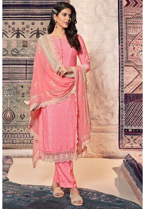 Pink Indian Pakistani Crepe Salwar Pants Trouser Kameez  SFYS67101 - ShreeFashionWear  
