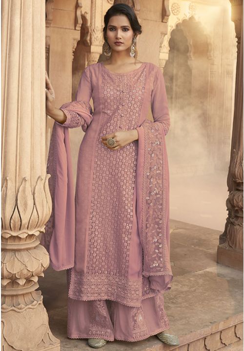 Pink Mustard Georgette Bridesmaid Palazzo Suit SFYS66602 - ShreeFashionWear  