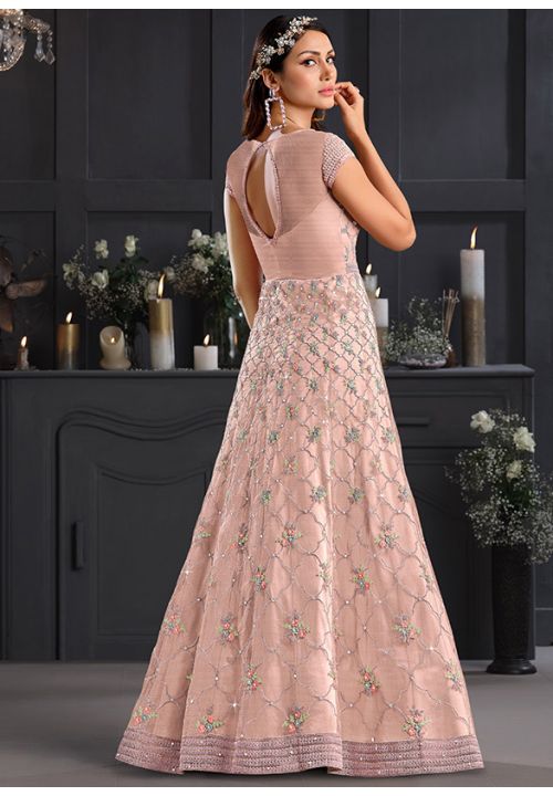 Pink Net Wedding Party Long Anarkali Gown Suit SFSWG6701 - ShreeFashionWear  