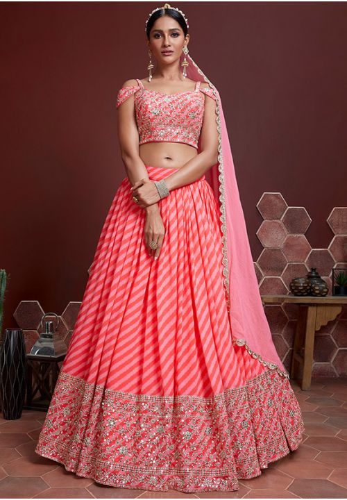 Pink Organza Indian Wedding Party Lehenga Choli SRBLK20601 - ShreeFashionWear  