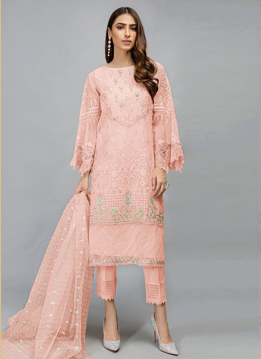 Pink Organza Pakistani Cigratte Style Salwar Kameez Pants FZ0892 - ShreeFashionWear  