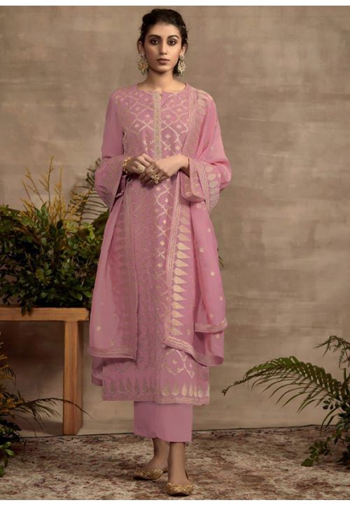 Pink Pure Organza Plus Size Salwar Pant Kameez SRSA323501 - ShreeFashionWear  