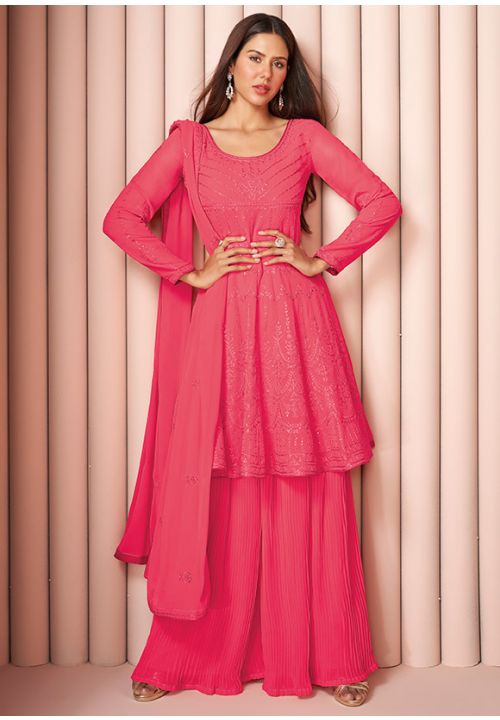 Pink Vouge Designer Georgette Palazzo Suit SFYS72901 - ShreeFashionWear  