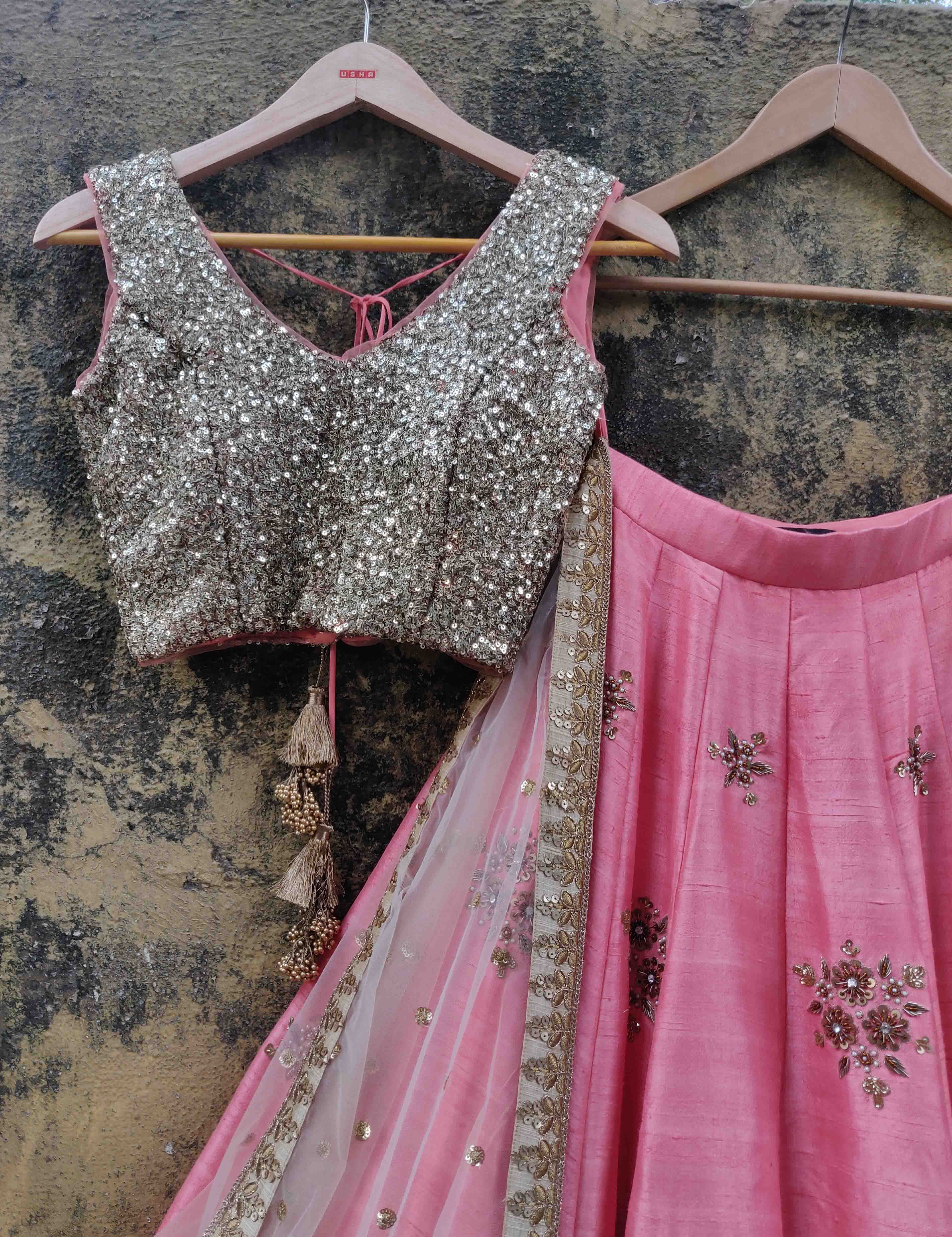 Shop Online Lace Raw Silk Lehenga Choli : 139600 -