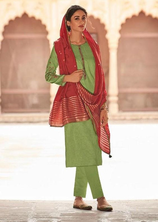 PlusSize Green Silk Salwar Suit SPLS712YD - ShreeFashionWear  