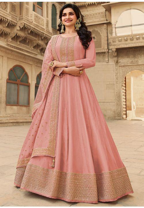 Prachi Desai Pink Wedding Gown In Dola Silk EXSA266905 - ShreeFashionWear  