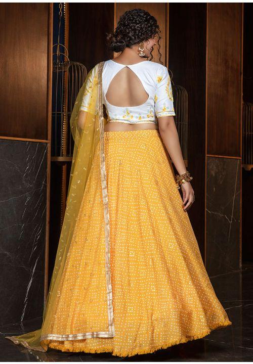 Buy Aks Yellow Cotton Floral Print Lehenga Choli Set With Shrug for Women  Online @ Tata CLiQ