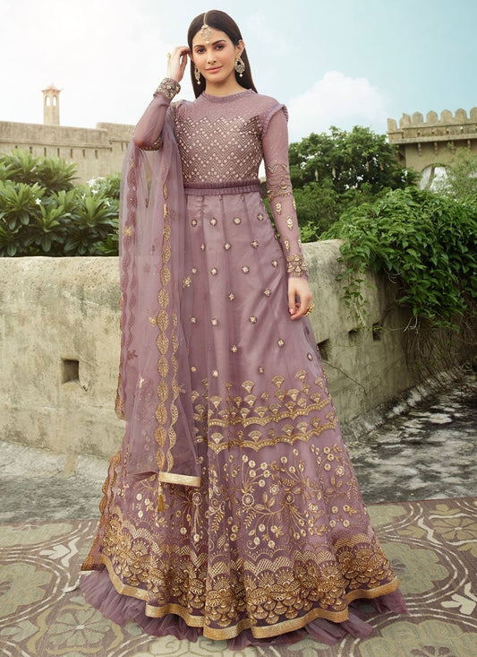 Purple Amyra Dastur Long Anarkali Evening Gown In Net FZSF100742 - ShreeFashionWear  