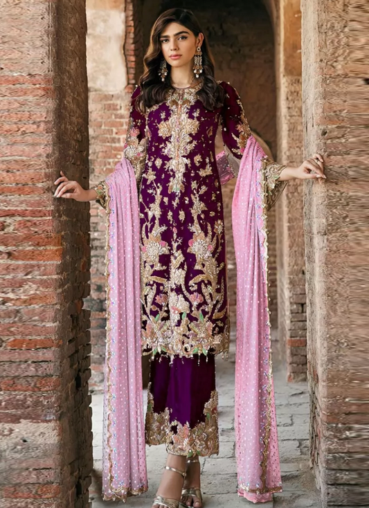 Purple Evening Party Georgette Palazzo Suits Salwar Pants FZ101175 - ShreeFashionWear  