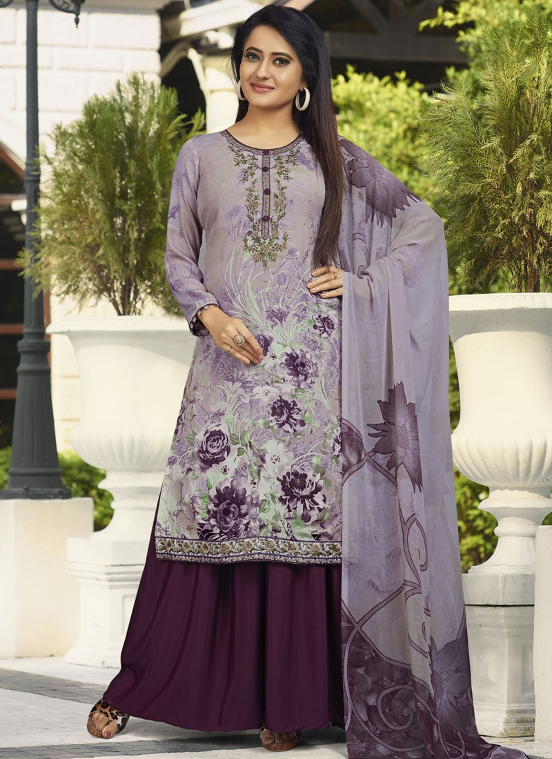 Purple Plus size Crepe Summer Palazzo Suit Xsmall to 5XL FZ69104 - ShreeFashionWear  